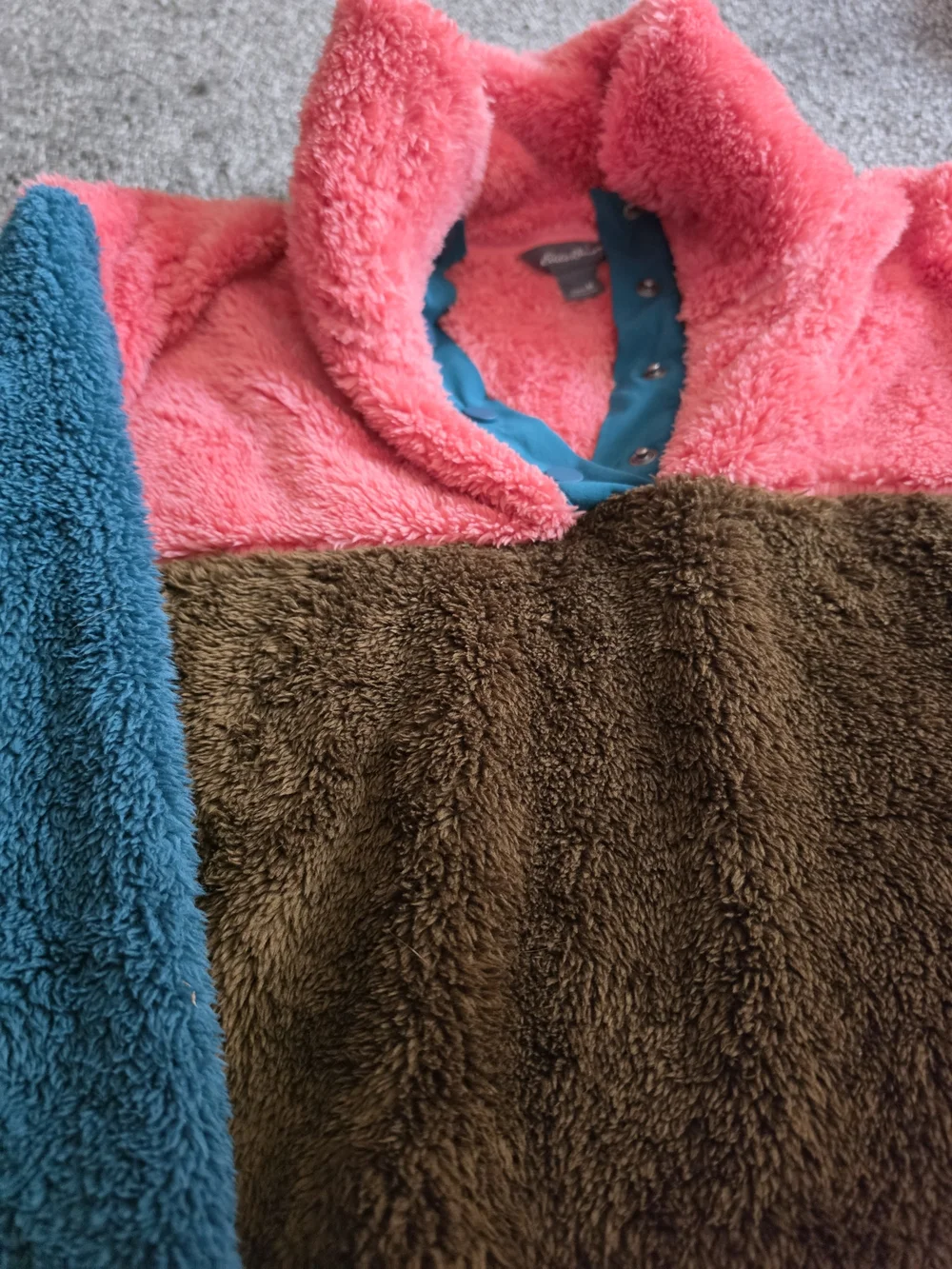 Eddie Bauer Color Pink Fleece Jacket Brown & Blue Medium NWT